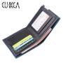 CUIKCA Short Leather Wallet For Men H007 Blue Edge Iron Included Angle Purse Photocards Wallets Leather Slim Card Holder