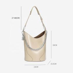 2024 Warehouse Hot Selling Women Basket Tote Round Handbag Large Capacity Vintage Shoulder Bag For Ladies