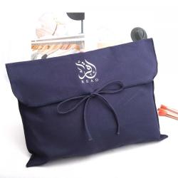High Quality Blue Cotton Twill Envelope Dust Bag For Handbag Reusable Custom Logo Printed Clothes Shoe Packing Cotton Pouch