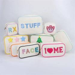 Custom Logo Design Canvas Zipper Pouch Solid Color Plain Make Up Pouches Reusable Cosmetic Makeup Bags Cotton Canvas Bag