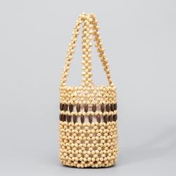 New Wooden Bead Woven Niche Bags Women Handbags Purse Ladies Casual Shoulder Small Handbags Bucket Clutch Bag