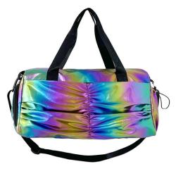 HR626 Luggage Bag Unisex Handheld Colorful Oxford Cloth Luggage Bag Short Distance Hiking Waterproof Travel Fitness Shoulder Bag