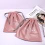 Super Soft Pink Velvet Promotion Shopping Bag Custom Logo Printing Velvet Dust Bag Gift Packaging Flannel Pouch