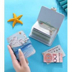 ZR605 Card Holder Case PU Lovely Certificate Credit Multi ID Card Position Snap-fastener Organ Camo Zero Wallet Printing Clip