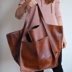 Classic Retro Women's Bags Simple Casual New Large Bag Soft Leather Large Capacity Shoulder Tote Bags PU Leather With Pockets