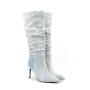 Botas De Invierno 2022 New Fashion Slouch Boots Women Suede Leather Denim Pointed Toe Thin High Heels Long Boot Knee High Boots