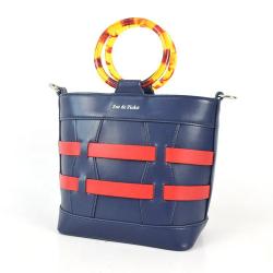 Luxury Design Retro Style Hand Bags For Women Handbags Ladies Color-matches Bucket Purses With Acrylic Handle Ring