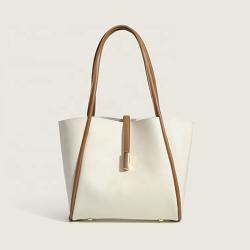 Basket bag Lady 2024 Korean Version  The New Soft Leather Senior Shoulder Bag Large Capacity Fashion Niche Tote Bag