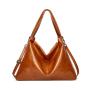 2024 Custom Oiled Waxed Leather Hobo Tote Bag  For Women Luxury With Stones Tune