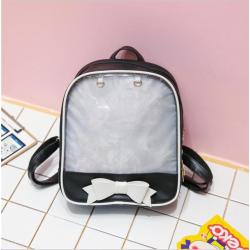 Clear transparent women backpack Ita bag custom design backpack PU leather Ita backpack with clear window