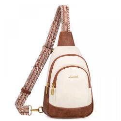 LOVEVOOK Custom Fashion Design Leather Sling Bag waterproof Shoulder Crossbody Bag with Embroidered Strap Chest Bag for Women