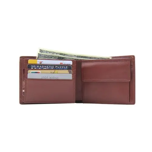 High quality men genuine leather trifold wallet rfid blocking custom wallet