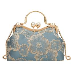 ZR589 Woman Evening China Style Bag Daily Life Girl Chain Square Single Shoulder Crossbody Bag Girl Flower Party Dinner Bag