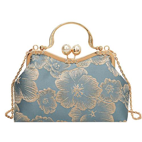 ZR589 Woman Evening China Style Bag Daily Life Girl Chain Square Single Shoulder Crossbody Bag Girl Flower Party Dinner Bag