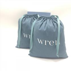 Custom Logo Printing Blue Cotton Linen Gift Packaging Dust Pouch Organic Shoe Handbag Clothes Packaging Cotton Shopping Bag