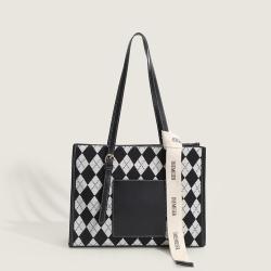 2024 New Custom Logo Autumn Winter Two Pieces Sets Trend Style Women Canvas Tote  Lady Handbag