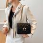 ZR365 Women's Texture Lingge Chain Shoulder Bag 2023 Korean Version Foreign Style Crossbody Solid Color Small Square Bag