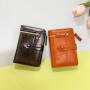 HR511 Women's Short Card Bag Solid Color Sewing Thread Coin Holder Credit Business Card Holder Buckle Zipper One Piece Purse
