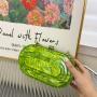 Multicolor 2024 Summer Party dinner bag retro stitching trend  Green  acrylic box  chain clutches purse for women
