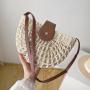 Hollow half round grass woven single shoulder crossbody leisure woven bag vacation beach bag