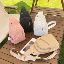 Hot Selling Lingge Embroidered PU Leather Chest Bag 2024 Ladies Wholesale Women's Shoulder Crossbody Bag
