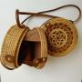 CCF658 Natural Rattan Round Bag Hand ins Straw Beach Bags for Summer Single-Shoulder Handmade Hollow Women Straw Crossbody Bag