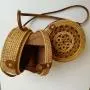 CCF658 Natural Rattan Round Bag Hand ins Straw Beach Bags for Summer Single-Shoulder Handmade Hollow Women Straw Crossbody Bag
