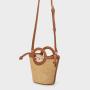 2024 Wholesale Woven Travel Sling  Bucket Bag Shoulder Cross body Beach Purse Bucket Bag Straw Bamboo Handbag for Women