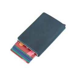 Wholesale metal card holder wallet aluminium pop up wallet rfid genuine leather metal card holder