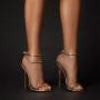 Sandalias De Tacon Fashion Design Women Metal Chain Sexy High Heels Pointy Toe Stiletto Heel Ankle Strap Sandals For Ladies