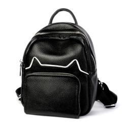 Custom Morral Para Mujer Fashion Ladies Black Leather Backpacks Bag For Women Korean Style Cowhide Genuine Leather Backpack