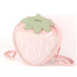Custom Design Girls Anime Strawberry Clear PVC Plastic Window Shaped Ita Crossbody Bag Ita Hand Bag