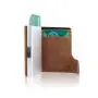 Custom aluminium card wallet leather metal card holder rfid leather metal id card holder