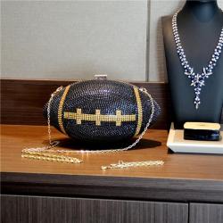 New Rhinestone American football round ball purse stone bling diamond crystal evening clutch handbags ladies womens purses