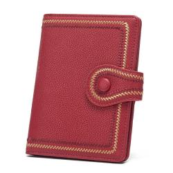 HR545 Women's Short Buckle Coin Wallet Retro Pu Wallet Horizontal Square ID Card Holder Purse Casual Business Passport Holders