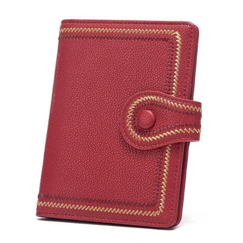 HR545 Women's Short Buckle Coin Wallet Retro Pu Wallet Horizontal Square ID Card Holder Purse Casual Business Passport Holders