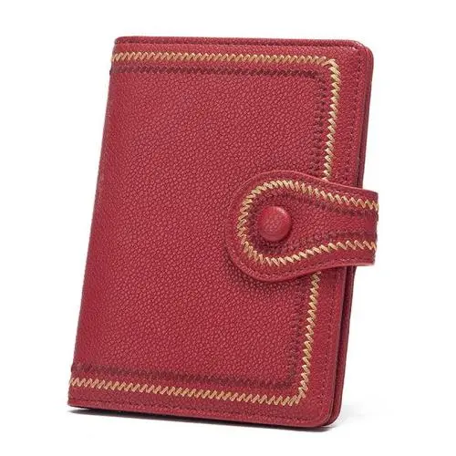 HR545 Women's Short Buckle Coin Wallet Retro Pu Wallet Horizontal Square ID Card Holder Purse Casual Business Passport Holders