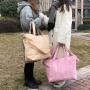 Wholesale Customized Popular Items Tote Bag Custom Tote Pink Bag With Zipper Large Capacity Corduroy Tote Bag