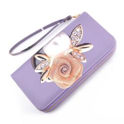 ZR688 Women's Wallet Long Handbag PU Double-layer Zipper Coins Wallet Purse Stylish Contrast Color Mobile Phone Bag Card Holder