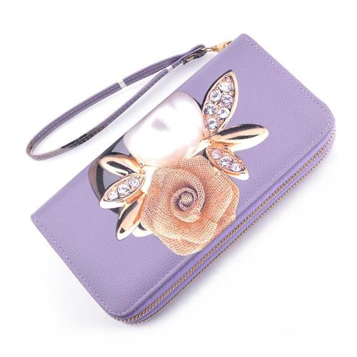 ZR688 Women's Wallet Long Handbag PU Double-layer Zipper Coins Wallet Purse Stylish Contrast Color Mobile Phone Bag Card Holder