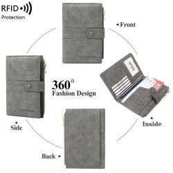 ZF222 PU Document Bag RFID Travel Passport Jacket Wallet Long Anti-theft Swipe Card Bag Multifunctional Waterproof Handheld Bag