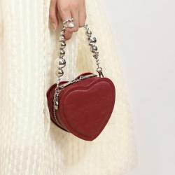 2022 Custom Fashion Heart Shape Chain Strap Lady Crossbag Bags PU Leather Small Women Factory Wholesale Handbags Zipper Mini Bag
