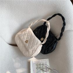 Custom logo soft pu leather handbags ladies woven strap fashion women hand bags luxury diamond small shoulder bag