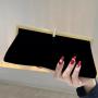 Retro Black Elegant Velvet Lady Handbag Dress Banquet Evening Clutch Bag Rhinestone Shiny Portable Women's Purses sac tendance