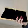 Retro Black Elegant Velvet Lady Handbag Dress Banquet Evening Clutch Bag Rhinestone Shiny Portable Women's Purses sac tendance