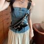 HR604 Women Chest Bag New Fashion Personalized Chain Hardware Decoration Girls' One Shoulder Crossbody Bag Versatile Waist Bag