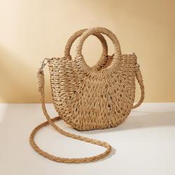 New straw woven bag diagonal beach bag shoulder bag