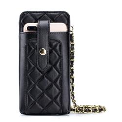 Diamond Stitching Leather Bag Women Genuine Leather Phone Case Wallet Crossbody Mobile Phone Bag