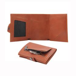 Slim and sleek premium leather wallet men's RFID blocking trifold wallet with hidden pocket