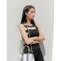 ZR717 Woman Bag Handbag Retro Lattice PU Fashion Female Zipper Portable Big Shoulder Bag Girl Versatile Tote Bag Shopping Party